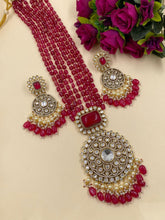 Amulaya Heavy Quality Long Victorian Kundan Polki Necklace Set For Weddings Victorian Necklace Sets